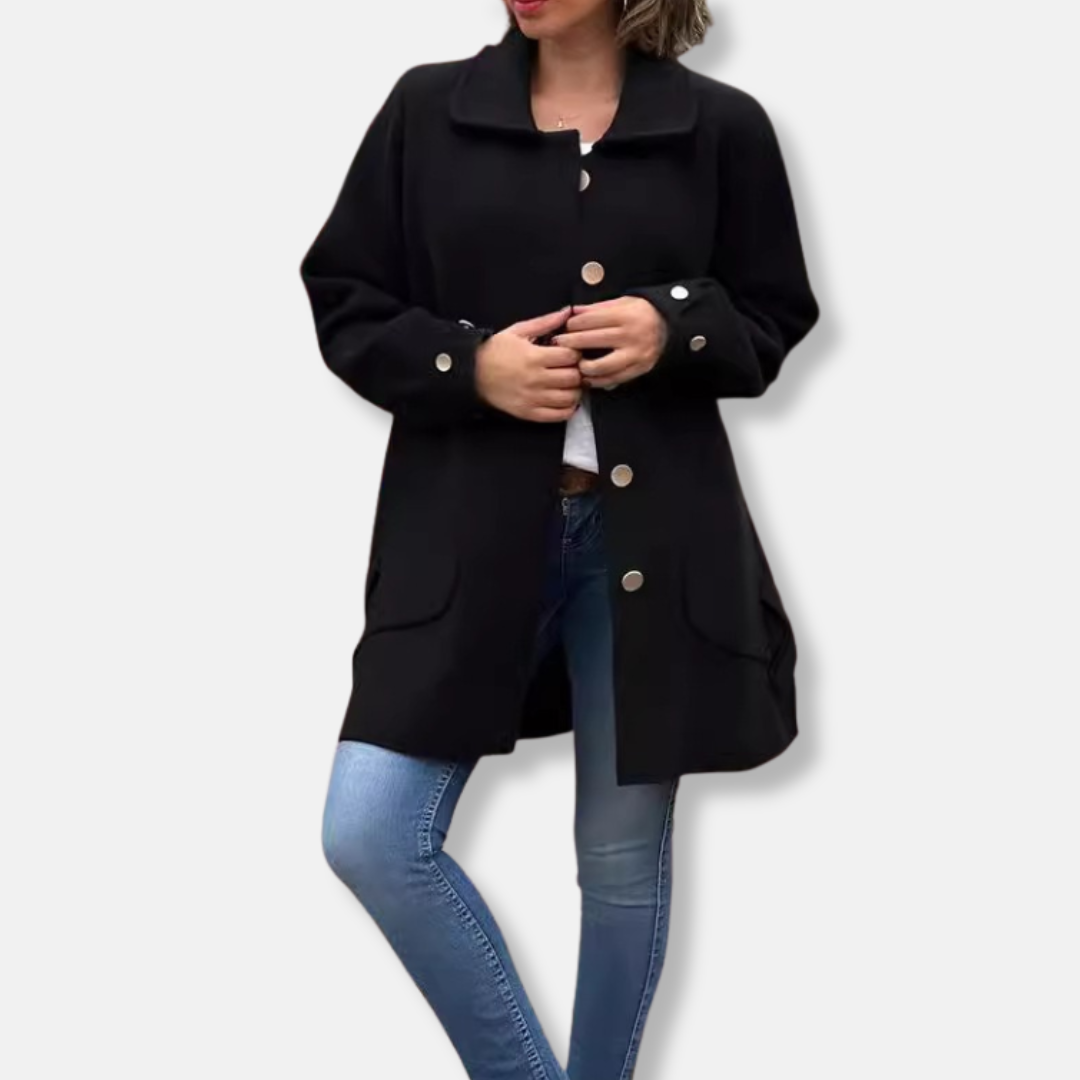Knit Blend Relaxed Fit Mid-Thigh Coat