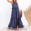 Women's Maxi Dress - Sleeveless Halterneck - A-line Fit - Light and Airy Design