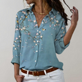 Women's Blouse - Paisley Patterned - Long Sleeved - Relaxed Fit - Shirt Collar