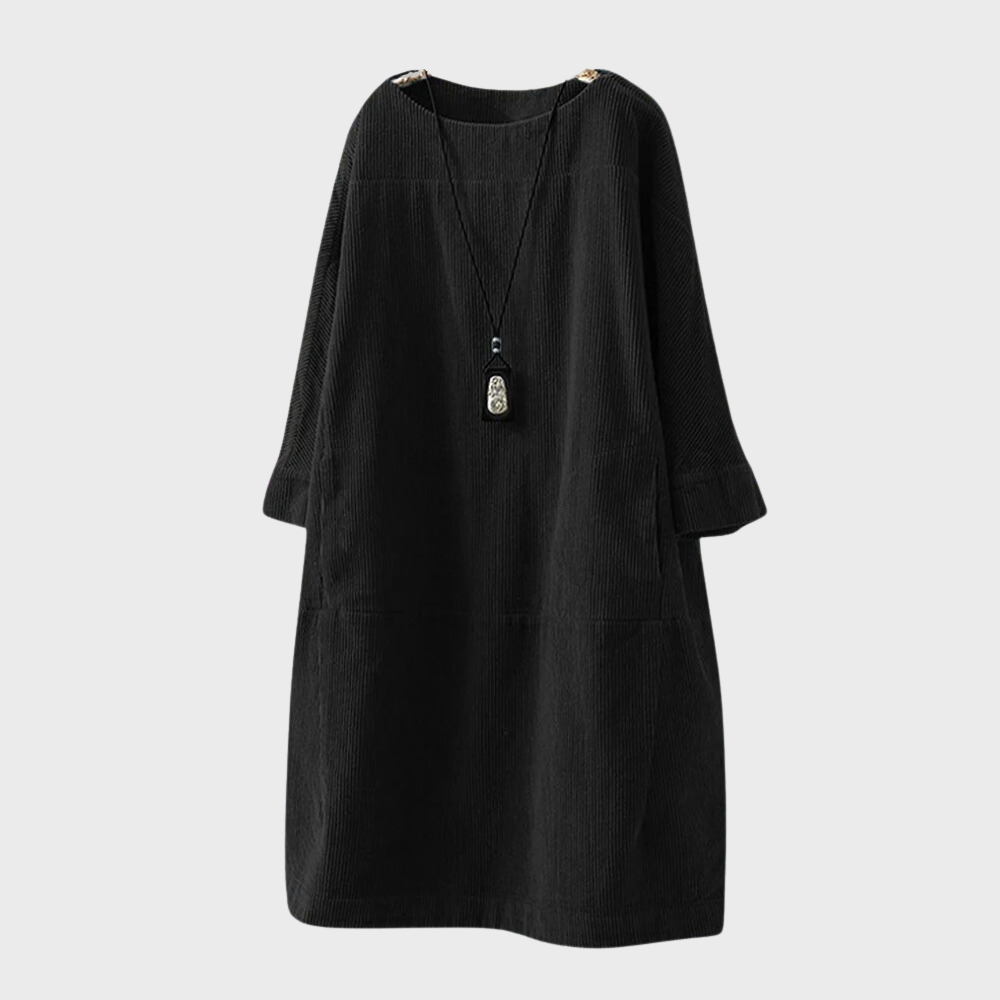Velvet Loose Fit Round Neck Dress