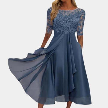 Lace Embroidered A-line Midi Dress