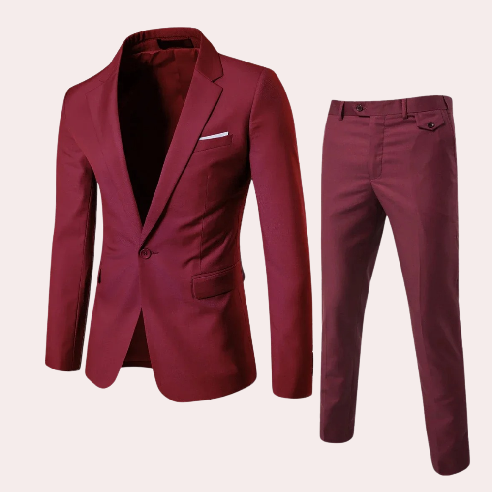 Men's Suit - Slim Fit - Single Button Closure - Classic Notch Lapel - Confessed Look