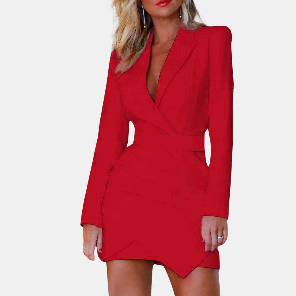 Tailored Mini V-Neck Blazer Dress