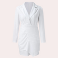 Women's Blazer Dress - Tailored - V-neck - Long-sleeved - Elegant Mini Dress