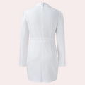 Women's Blazer Dress - Tailored - V-neck - Long-sleeved - Elegant Mini Dress