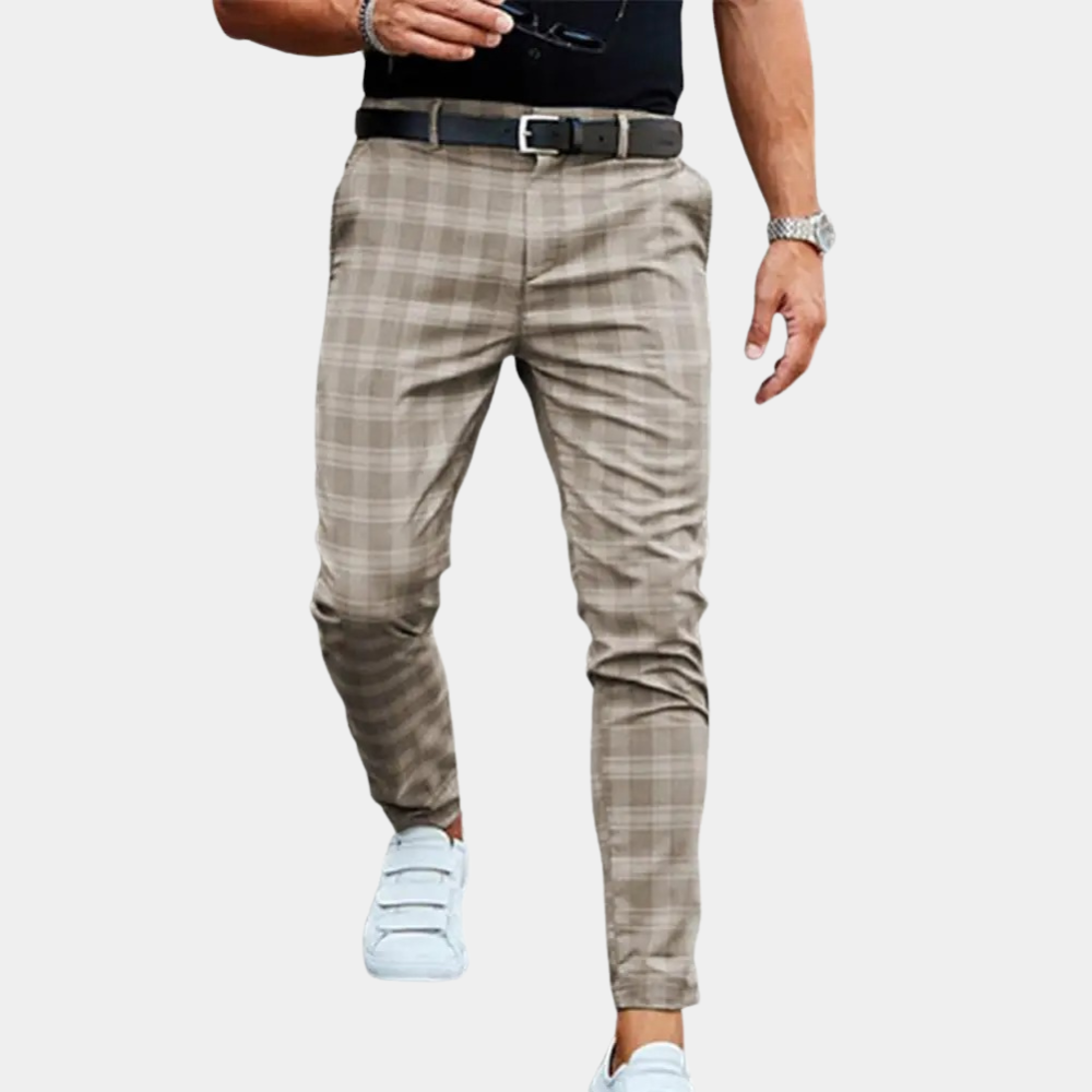 Classic Checkered Slim Fit Trousers