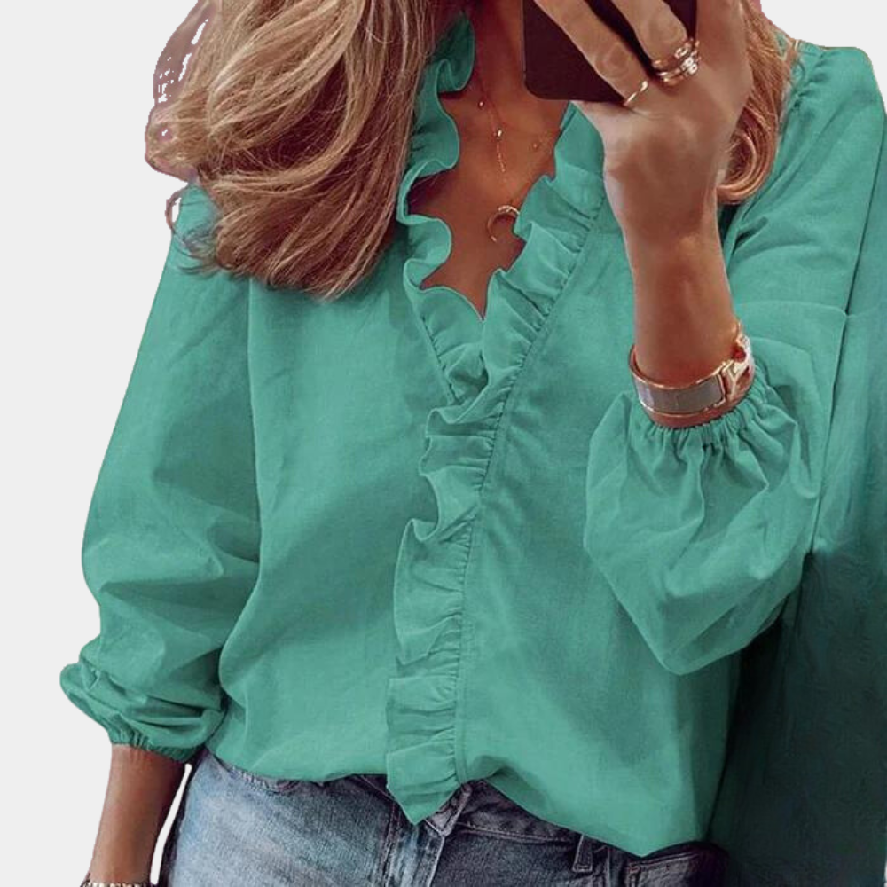 Light Breathable Ruched Neckline Blouse