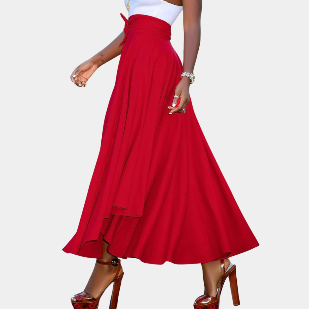 Airy Tie Belt High Waist Maxi Skirt