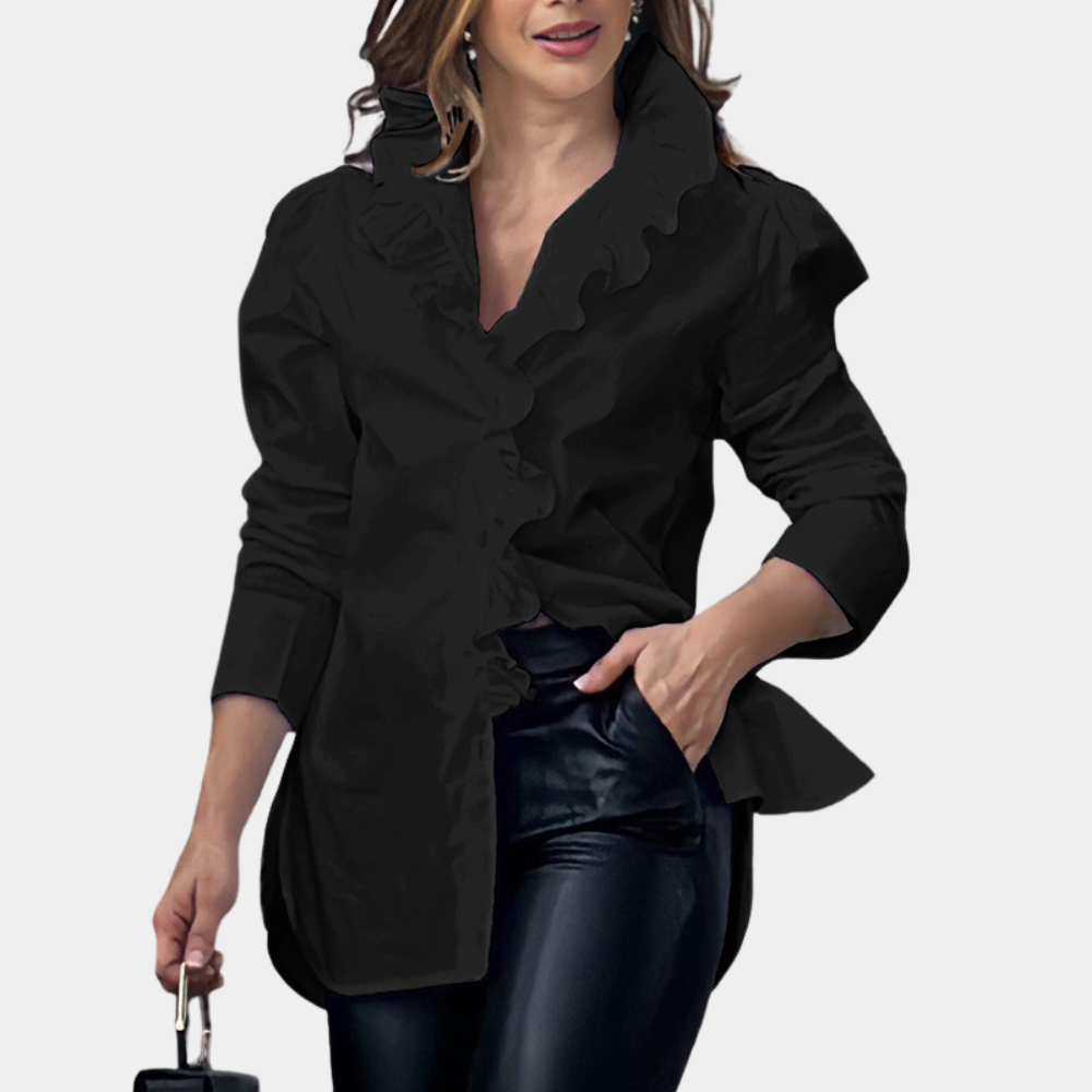 Ruffle Collar Tailored Fit Blouse