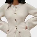 Women's Cardigan - Soft Knit - Button Closure - Long Sleeved with Rib Edge - Relaxed Fit