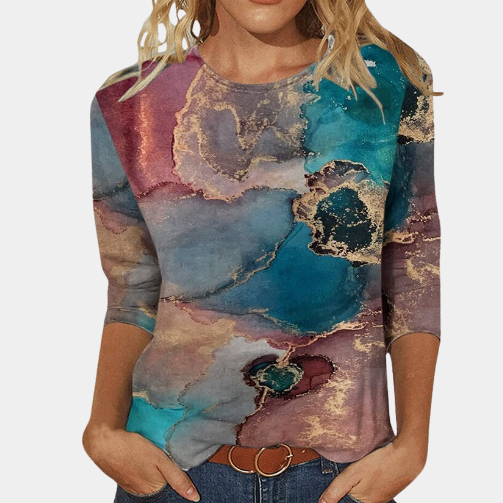 Lightweight Modern Pattern Long-Sleeved Blouse