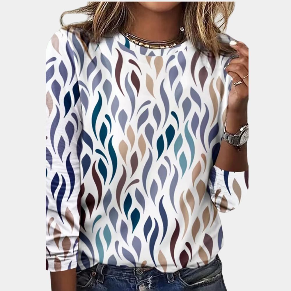 Lightweight Modern Pattern Long-Sleeved Blouse