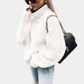 Women's Knit Sweater - Chunky Knit - High Neck - Oversized Fit - Soft and Warm