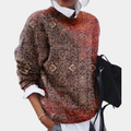 Women's Sweatshirt - Soft Cotton - Loose Fit - Patterned Elegant Design