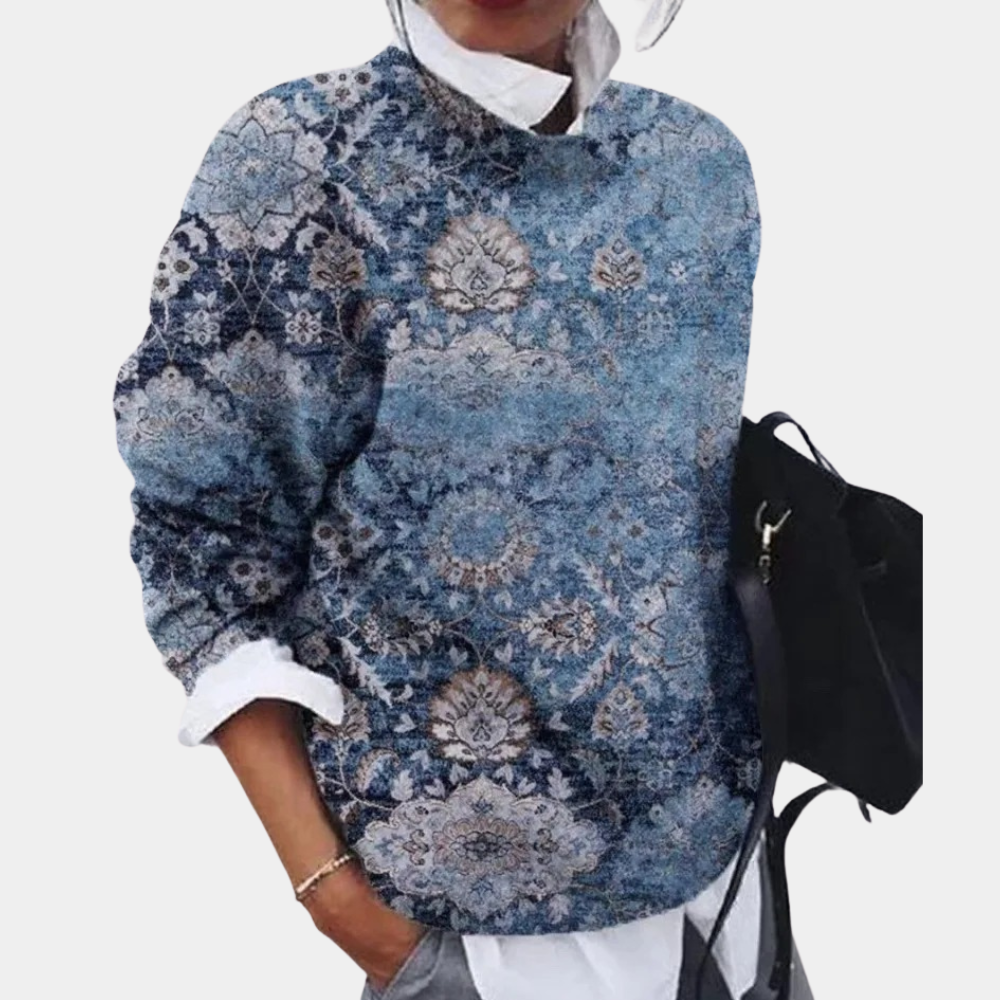 Soft Cotton Loose Fit Patterned Sweatshirt