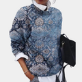 Women's Sweatshirt - Soft Cotton - Loose Fit - Patterned Elegant Design