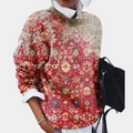 Women's Sweatshirt - Soft Cotton - Loose Fit - Patterned Elegant Design