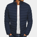 Men's Puffer Jacket - Lightweight Quilted - Slim Fit - Windproof with High Collar