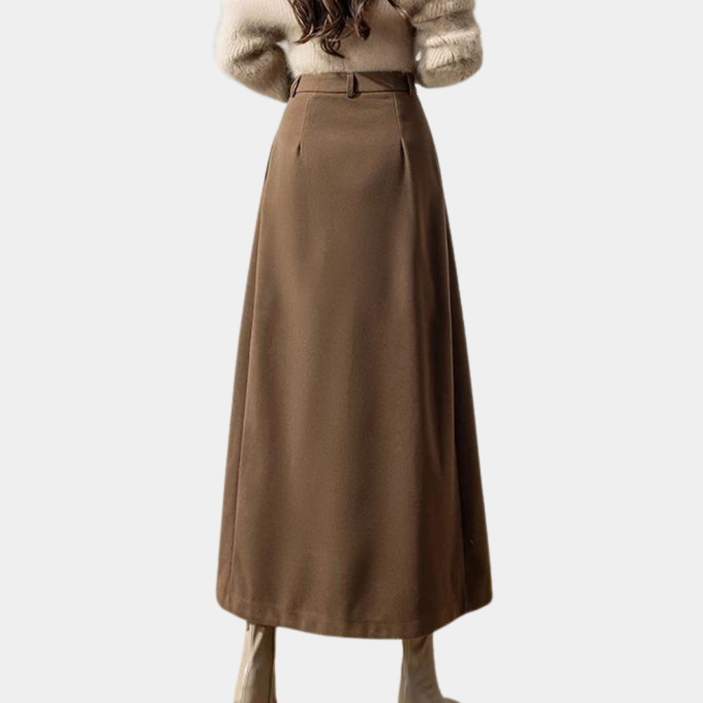 Long High-Waisted A-Line Flowy Skirt