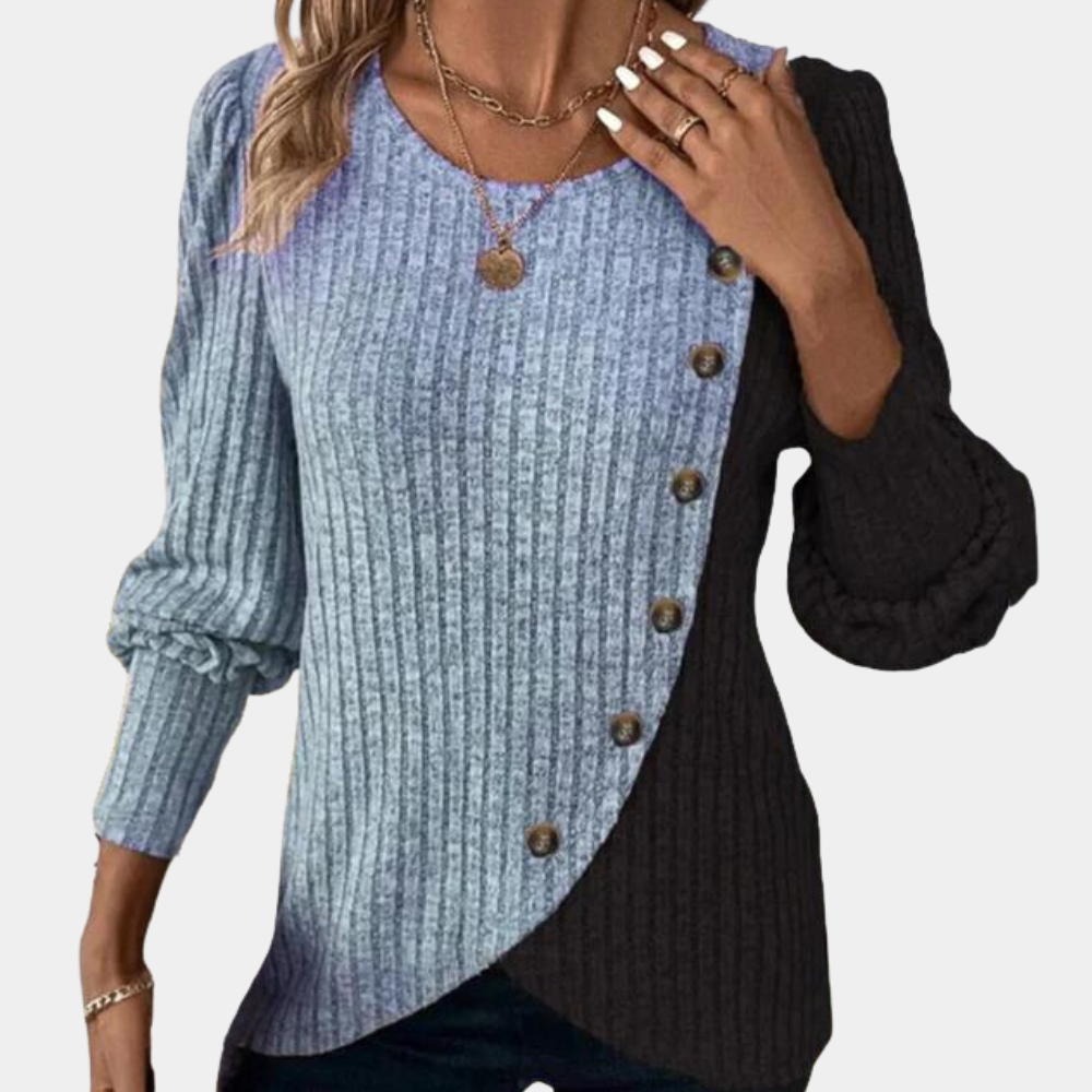 Asymmetric Button Detail Relaxed Fit Knit Sweater