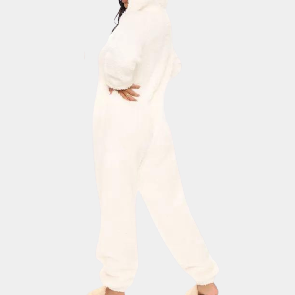 Women's Jumpsuit - Soft Fleece - Hood - Long-Sleeved Comfort Loungewear