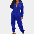 Women's Jumpsuit - Soft Fleece - Hood - Long-Sleeved Comfort Loungewear