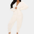 Women's Jumpsuit - Soft Fleece - Hood - Long-Sleeved Comfort Loungewear