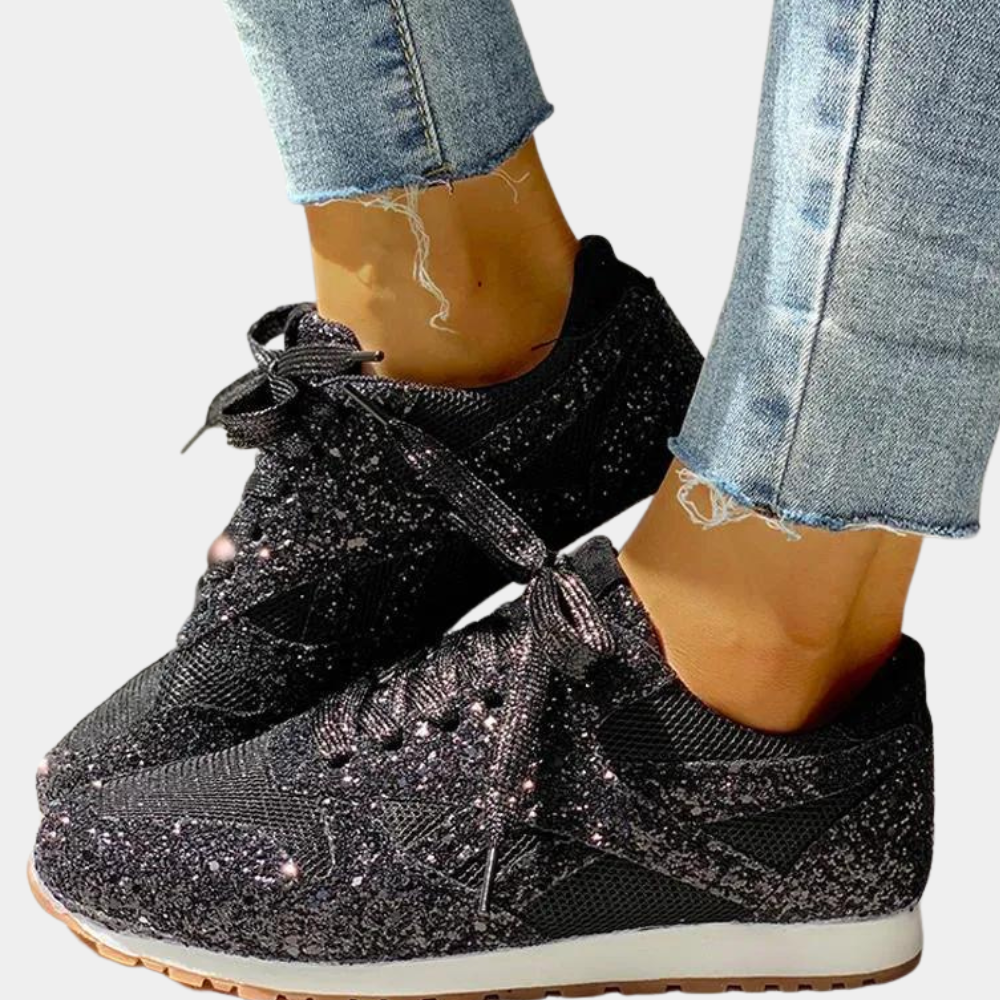 Glittering Breathable Padded Sole Sneakers