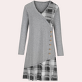 Women's Tunic Dress - Asymmetric Design - V-Neck - Long Sleeved - Loose Fit