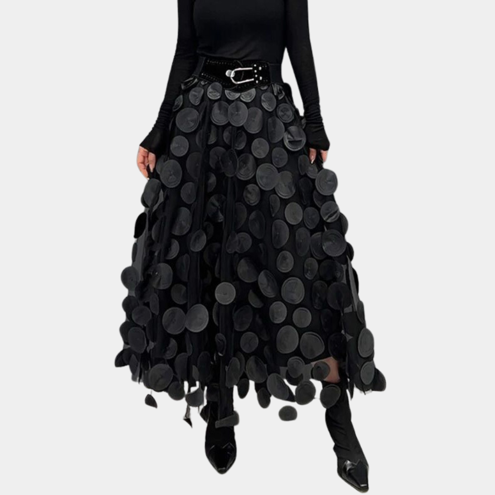 Voluminous Circular Applications Layered Skirt