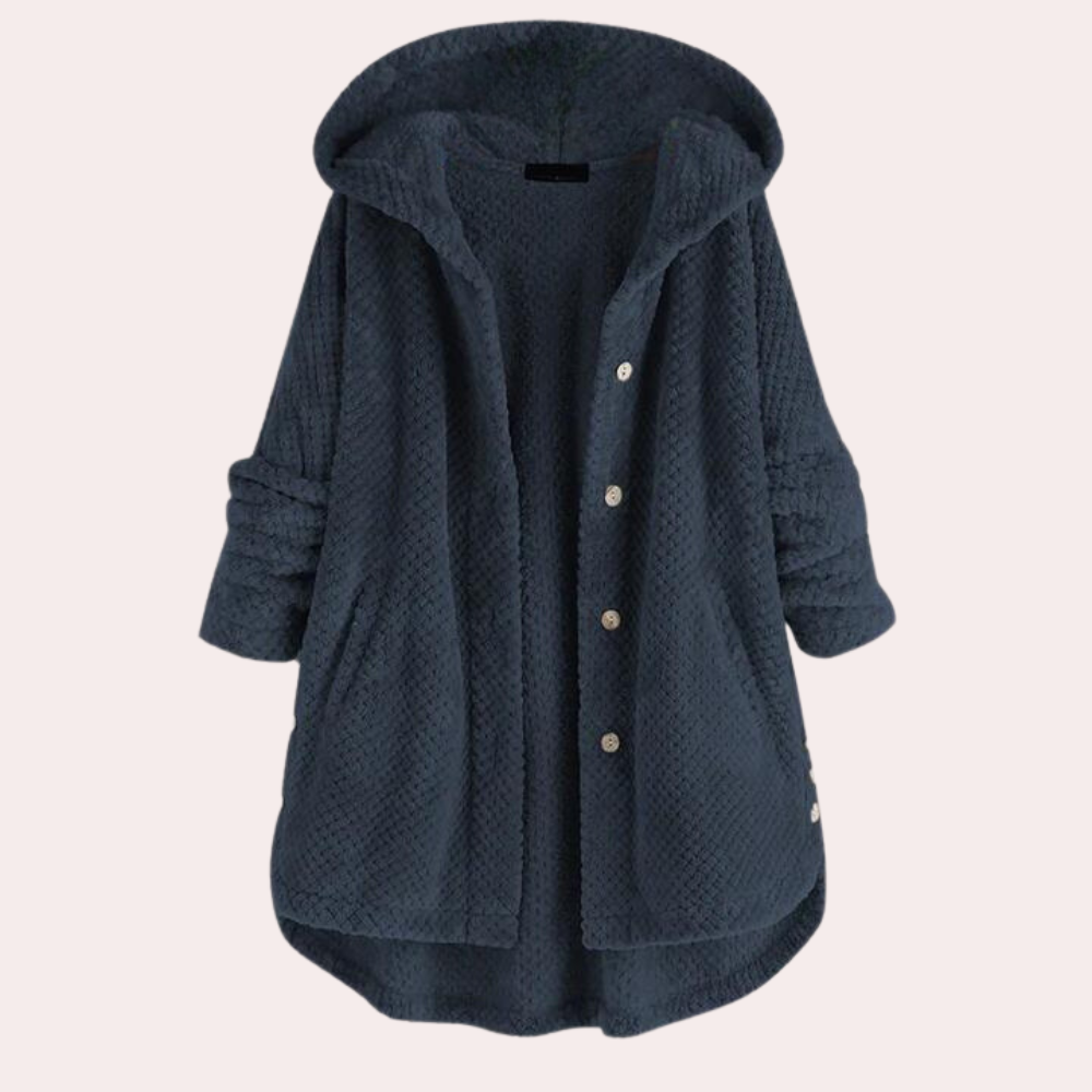 Women's Fleece Jacket - Soft and Warm - Hood & Button Closure - Relaxed Fit