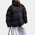 Women's Puffer Jacket - Oversized Quilted Design - High Collar - Water-Repellent