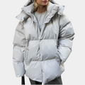 Women's Puffer Jacket - Oversized Quilted Design - High Collar - Water-Repellent