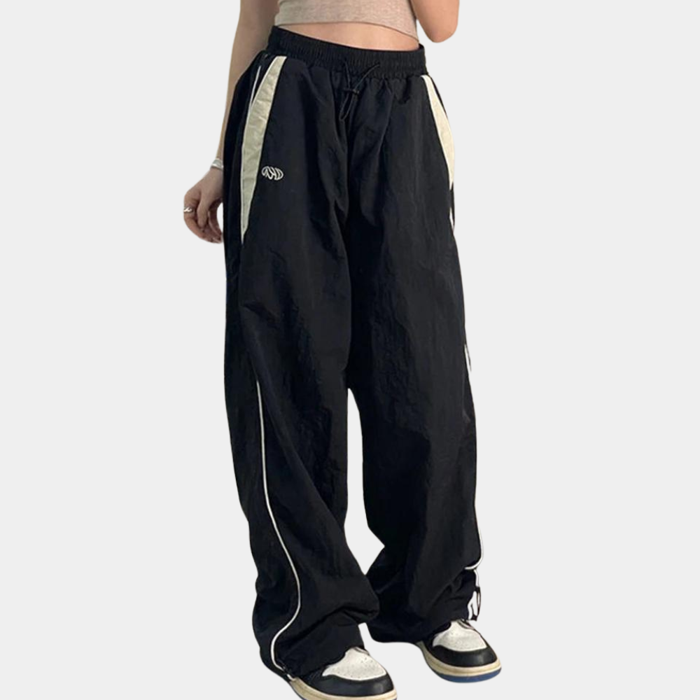 Women's Wide-Leg Pants - Elastic Waist - Sporty Design - Loose Fit