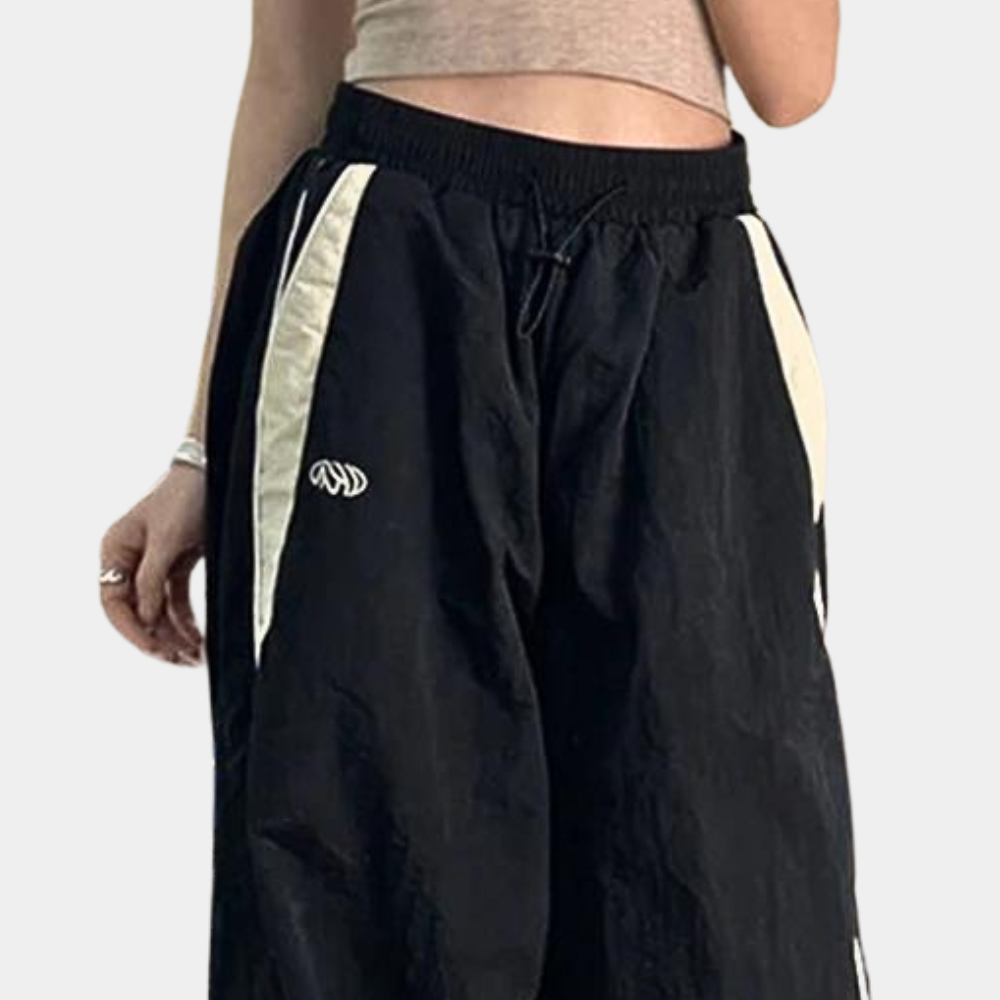 Women's Wide-Leg Pants - Elastic Waist - Sporty Design - Loose Fit