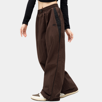 Sporty Elastic Waist Wide-Leg Pants