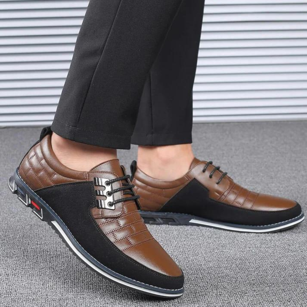 Quilted Leather Comfort Lace-up Shoes