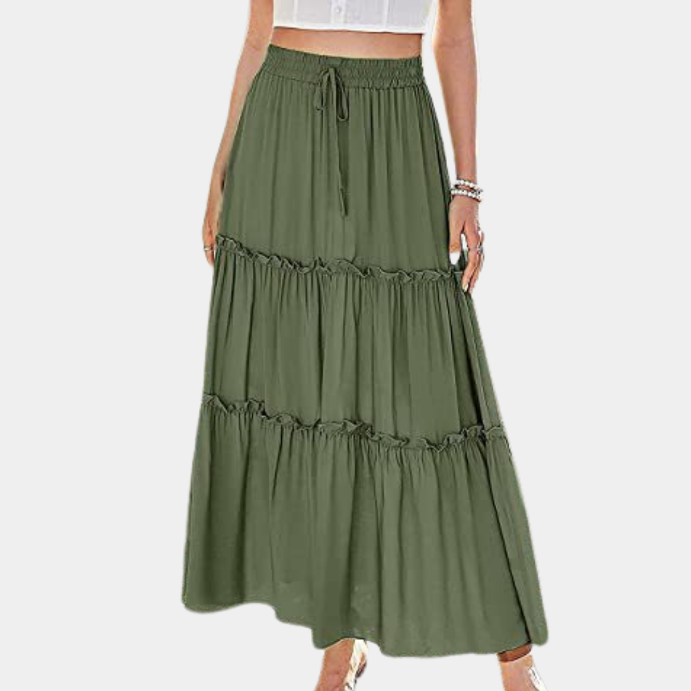Light Airy Elastic Drawstring Maxi Skirt