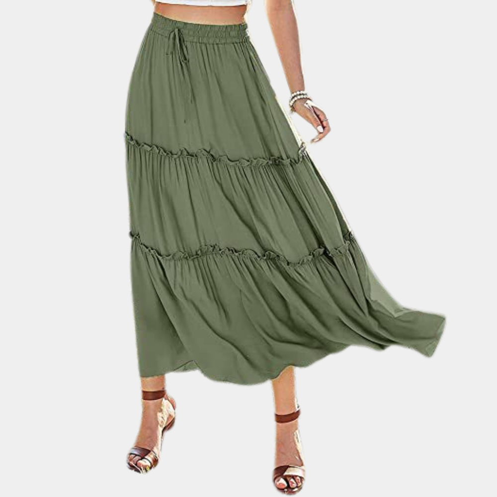 Light Airy Elastic Drawstring Maxi Skirt