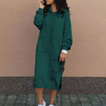 Women's Hoodie Dress - Soft Cotton - Relaxed Fit - Knee Length with Pocket