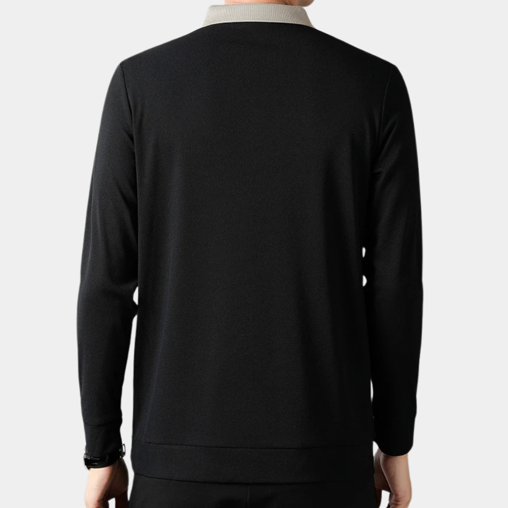 Long-Sleeved Knit Slim Fit Polo Shirt