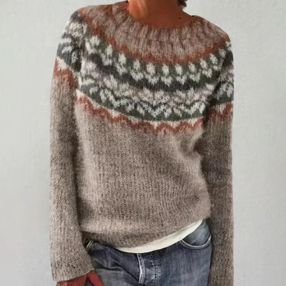 Women's Knit Sweater - Soft Knit - Relaxed Fit - Boat Neckline - Long Sleeves