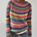 Women's Knit Sweater - Soft Knit - Relaxed Fit - Boat Neckline - Long Sleeves