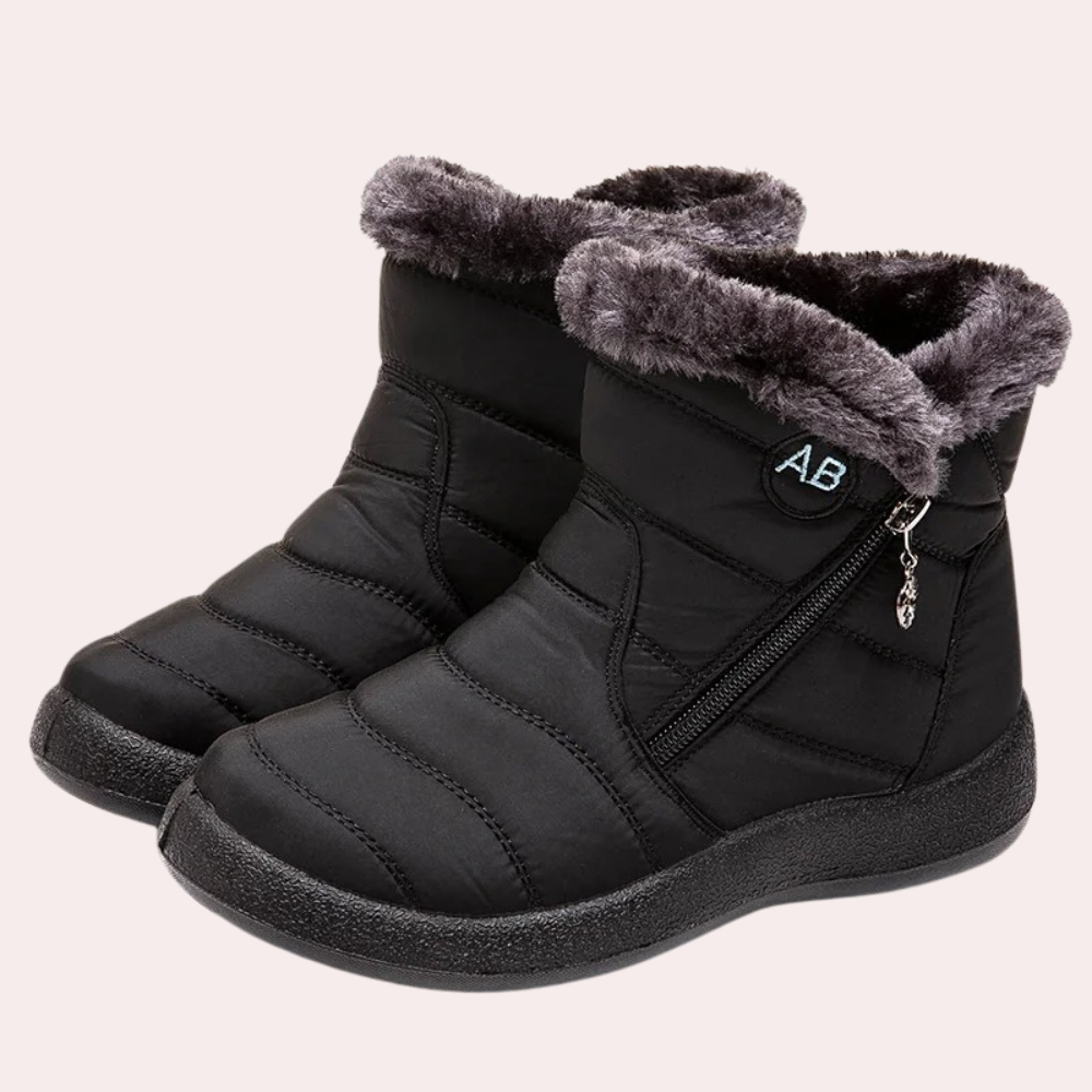 Women's Boots - Warm Lined Quilted Design - Zipper & Non-Slip Sole