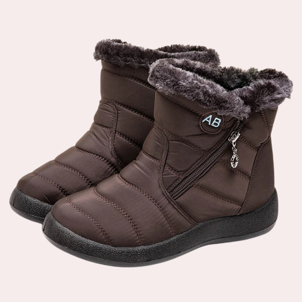 Women's Boots - Warm Lined Quilted Design - Zipper & Non-Slip Sole