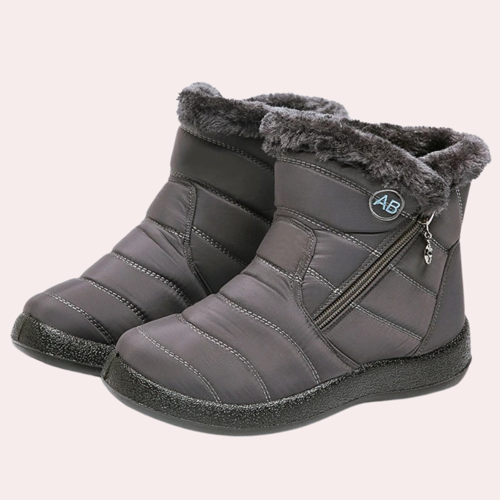 Women's Boots - Warm Lined Quilted Design - Zipper & Non-Slip Sole