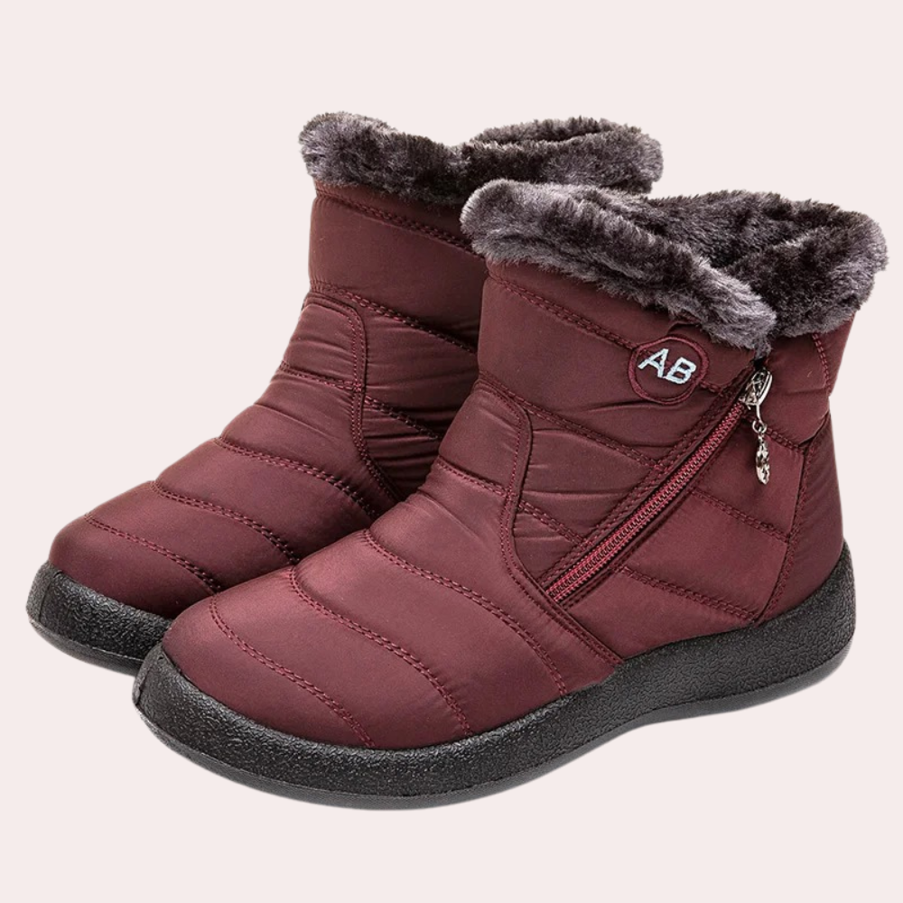 Women's Boots - Warm Lined Quilted Design - Zipper & Non-Slip Sole