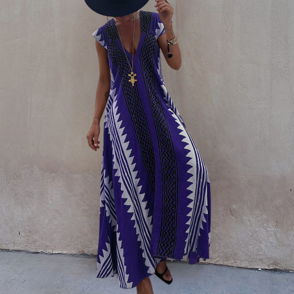 Geometric Light Loose Fit Maxi Dress