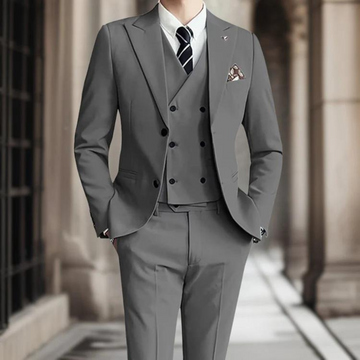 Slim Fit Double-Breasted Wool Blend Suit Jacket