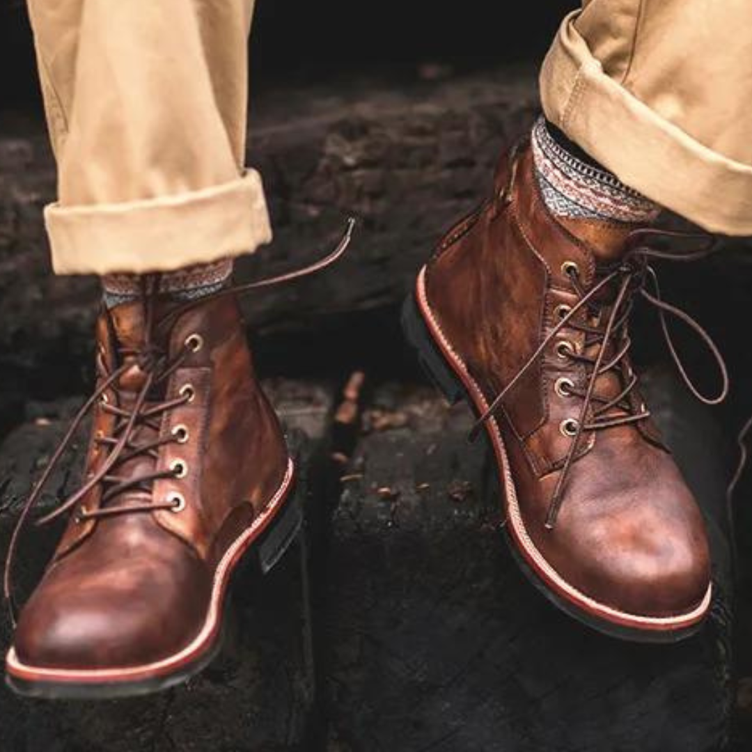 Genuine Leather Sturdy Sole Lace-Up Boots